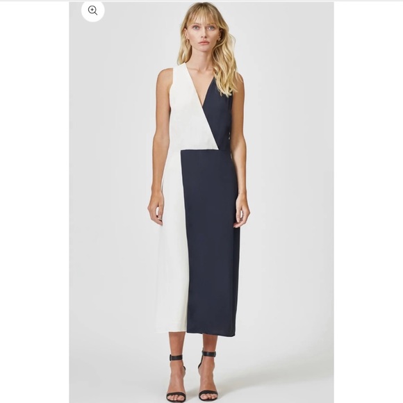 Equipment Dresses & Skirts - Equipment Galane Midi Dress 6 Navy/White